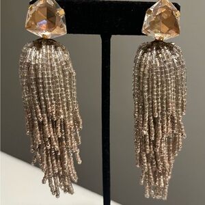 Chic Gold Beaded Tassel Earrings